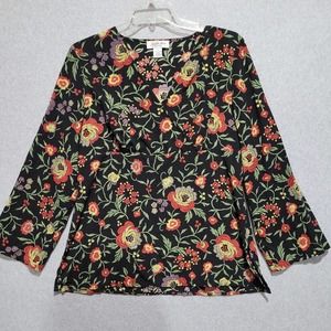 Judith Hart Blouse Womens 16 Empire Waist Side Zip Floral Print